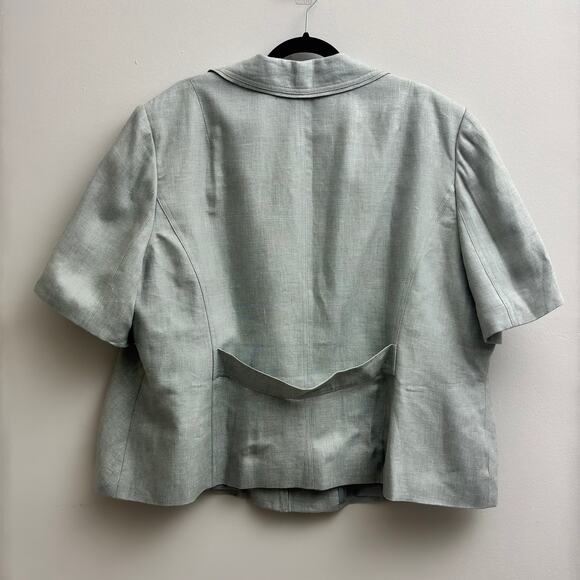 Jones New York 100% Linen Sage Short Sleeve Utility Button Shacket Plus Size 22W - Picture 6 of 9